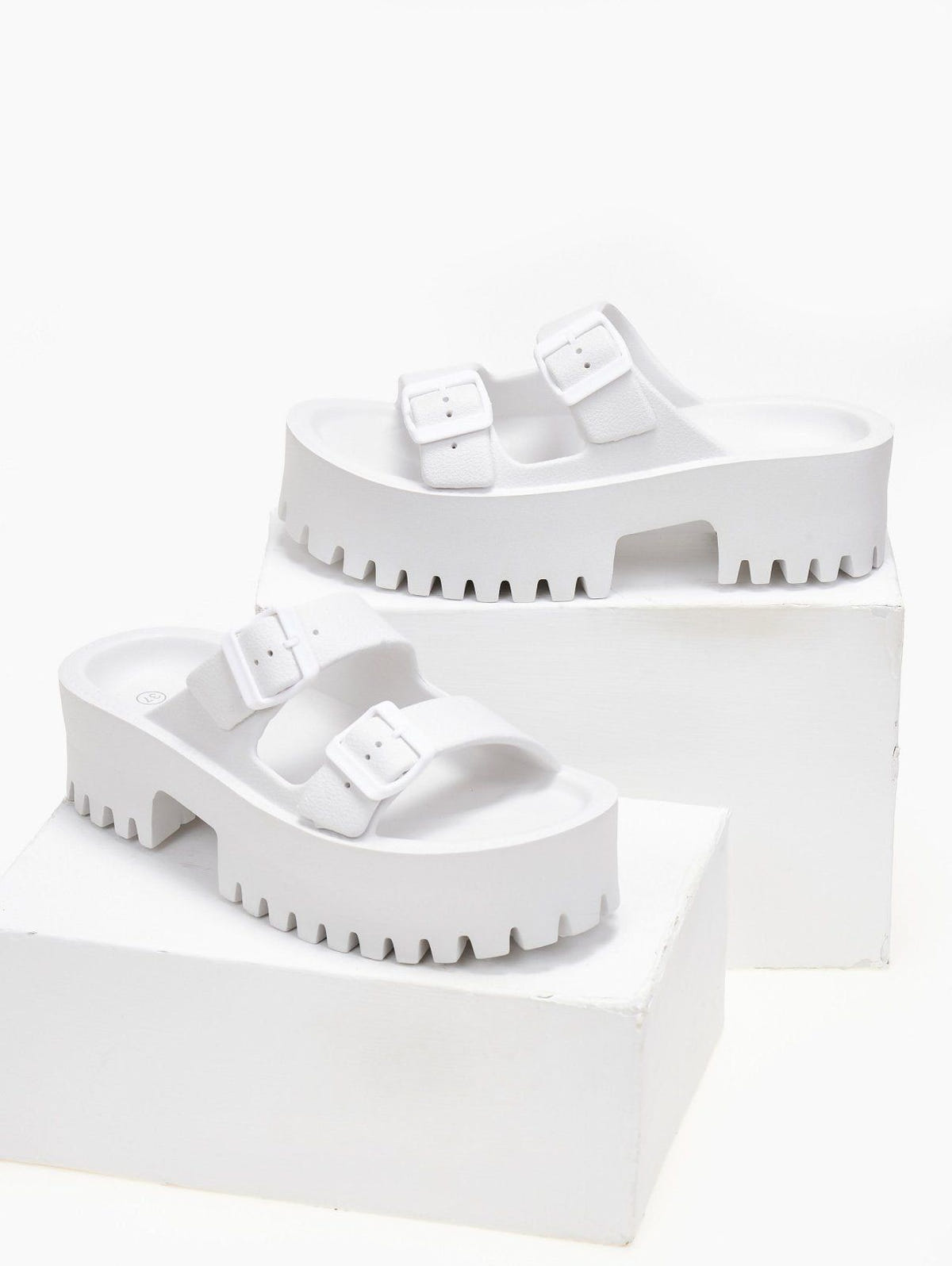 Σανδάλια platforms sporty με φάσες - Λευκό - thefashionproject.gr - The Fashion Project