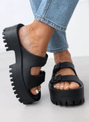 Σανδάλια platforms sporty με φάσες - Μαύρο - thefashionproject.gr - The Fashion Project