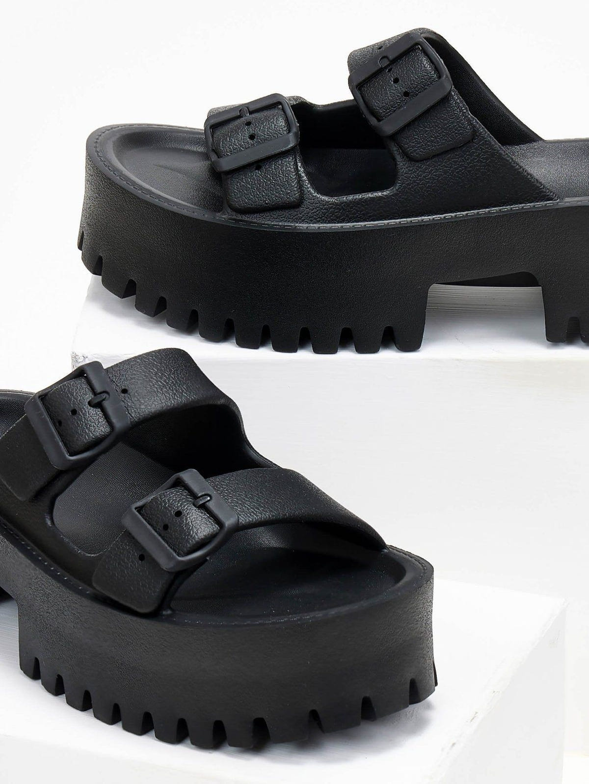 Σανδάλια platforms sporty με φάσες - Μαύρο - thefashionproject.gr - The Fashion Project