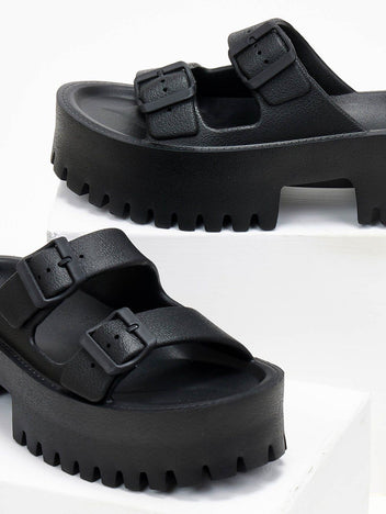 Σανδάλια platforms sporty με φάσες - Μαύρο - thefashionproject.gr - The Fashion Project