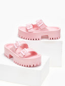 Σανδάλια platforms sporty με φάσες - Ροζ - thefashionproject.gr - The Fashion Project
