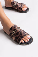 Σανδάλια ponyskin με print Estil - Καφέ - thefashionproject.gr - Estil