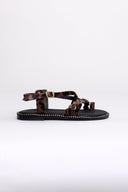 Σανδάλια ponyskin με print και κοτσιδάκι Estil - Καφέ - thefashionproject.gr - Estil