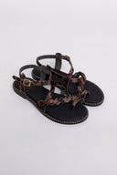 Σανδάλια ponyskin με print και κοτσιδάκι Estil - Καφέ - thefashionproject.gr - Estil