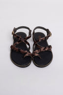 Σανδάλια ponyskin με print και κοτσιδάκι Estil - Καφέ - thefashionproject.gr - Estil