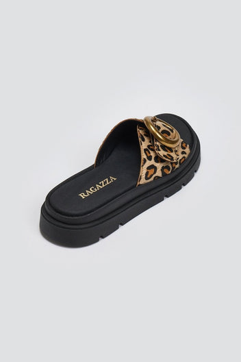 Σανδάλια ponyskin με print RAGAZZA - Leopard - thefashionproject.gr - RAGAZZA