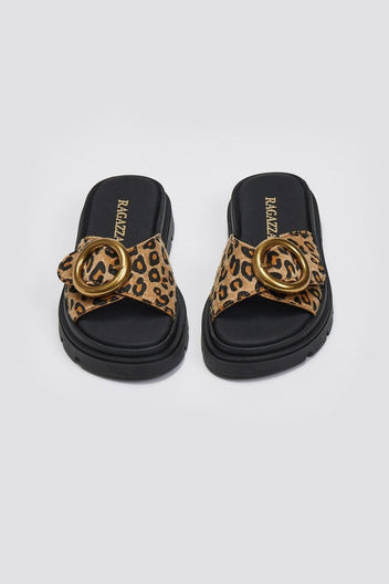 Σανδάλια ponyskin με print RAGAZZA - Leopard - thefashionproject.gr - RAGAZZA