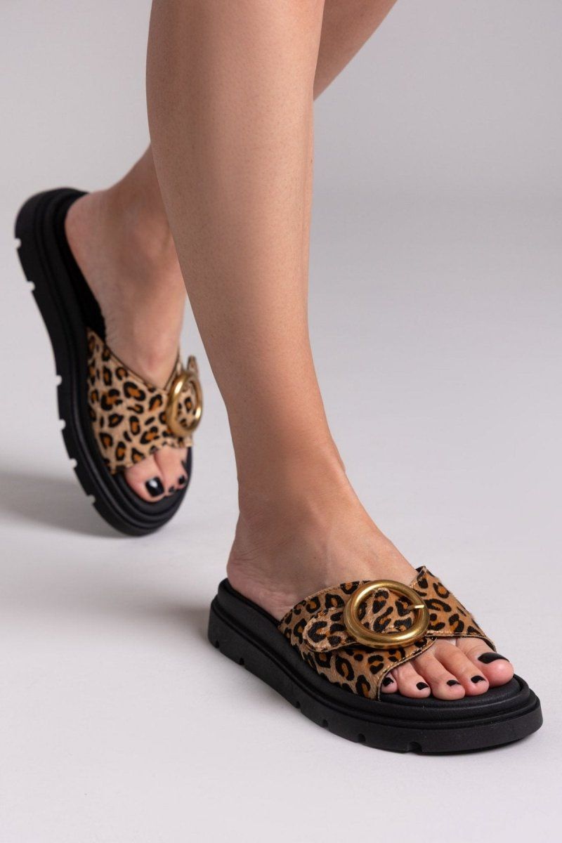 Σανδάλια ponyskin με print RAGAZZA - Leopard - thefashionproject.gr - RAGAZZA