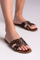 Σανδάλια σατέν με print CORINA - Leopard - thefashionproject.gr - CORINA