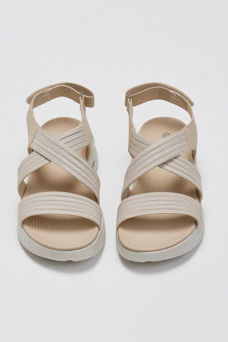 Σανδάλια sporty crossover με velcro - Μπεζ - thefashionproject.gr - La Coquette