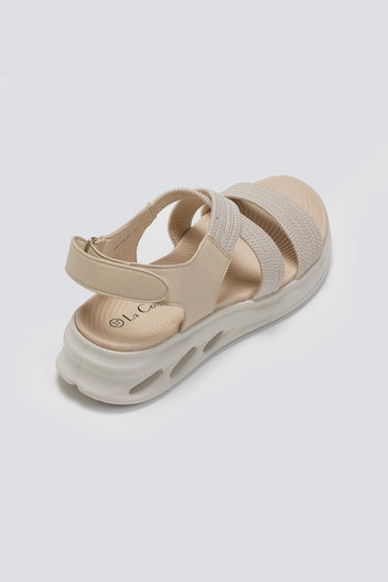 Σανδάλια sporty crossover με velcro - Μπεζ - thefashionproject.gr - La Coquette