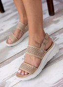 Σανδάλια sporty με διάτρητο σχέδιο Xti 142707 - Μπεζ - thefashionproject.gr - Xti Footwear