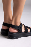 Σανδάλια sporty με δύο φάσες και velcro - Μαύρο - thefashionproject.gr - La Coquette