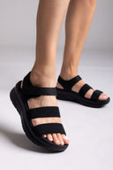 Σανδάλια sporty με δύο φάσες και velcro - Μαύρο - thefashionproject.gr - La Coquette