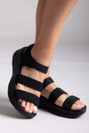 Σανδάλια sporty με δύο φάσες και velcro - Μαύρο - thefashionproject.gr - La Coquette