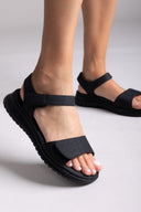 Σανδάλια sporty με φαρδιά φάσα - Μαύρο - thefashionproject.gr - La Coquette