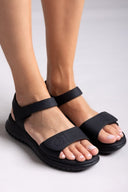 Σανδάλια sporty με φαρδιά φάσα - Μαύρο - thefashionproject.gr - La Coquette