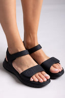 Σανδάλια sporty με φαρδιά φάσα - Μαύρο - thefashionproject.gr - La Coquette