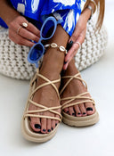 Σανδάλια sporty με λεπτά λουράκια - Μπεζ - thefashionproject.gr - The Fashion Project