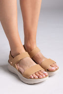 Σανδάλια sporty με velcro - Κάμελ - thefashionproject.gr - La Coquette
