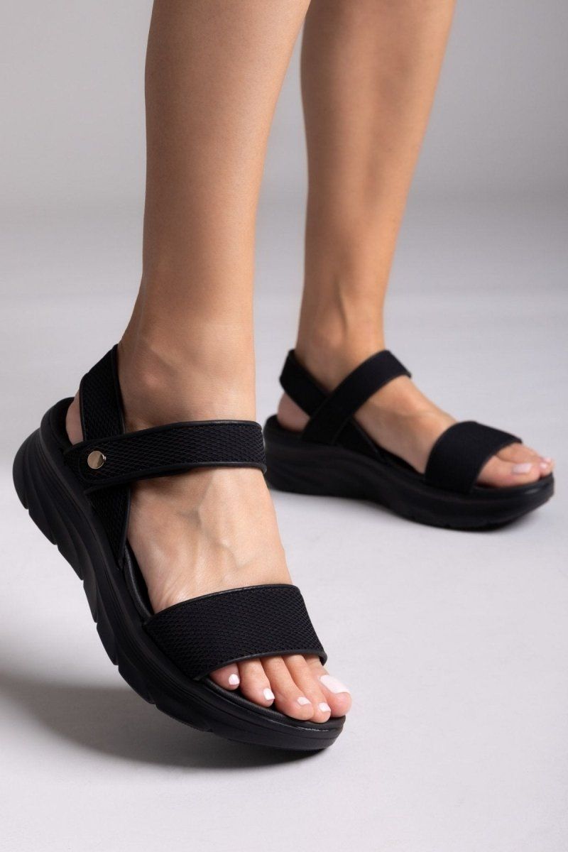 Σανδάλια sporty με velcro - Μαύρο - thefashionproject.gr - La Coquette