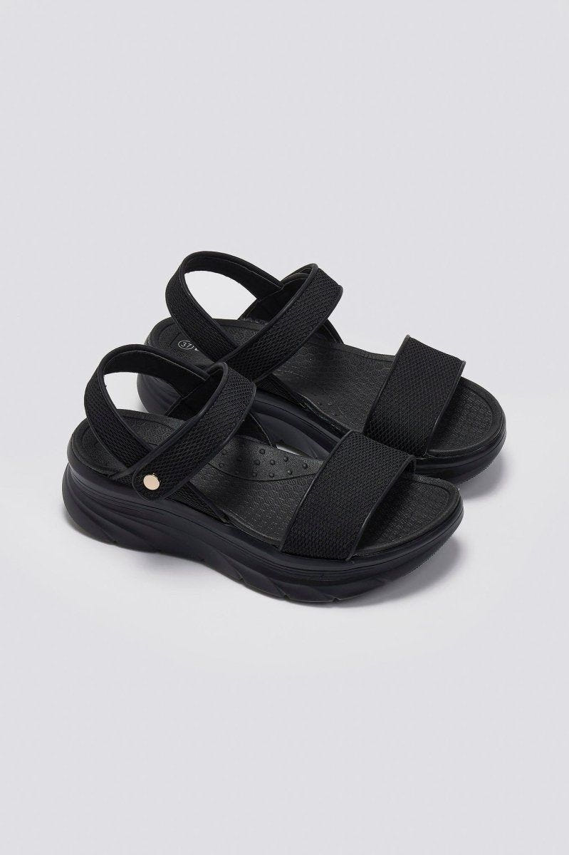 Σανδάλια sporty με velcro - Μαύρο - thefashionproject.gr - La Coquette