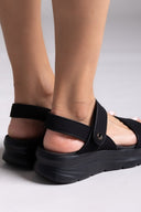 Σανδάλια sporty με velcro - Μαύρο - thefashionproject.gr - La Coquette