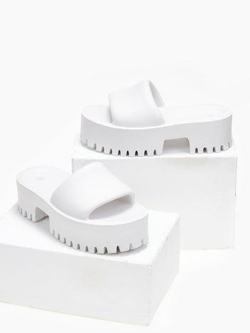 Σανδάλια sporty platforms με φαρδιά φάσα - Λευκό - thefashionproject.gr - The Fashion Project