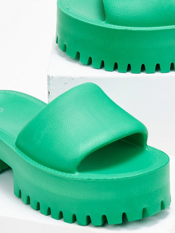 Σανδάλια sporty platforms με φαρδιά φάσα - Πράσινο - thefashionproject.gr - The Fashion Project