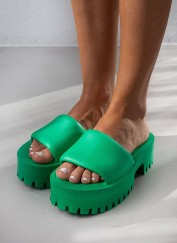 Σανδάλια sporty platforms με φαρδιά φάσα - Πράσινο - thefashionproject.gr - The Fashion Project