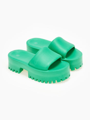 Σανδάλια sporty platforms με φαρδιά φάσα - Πράσινο - thefashionproject.gr - The Fashion Project