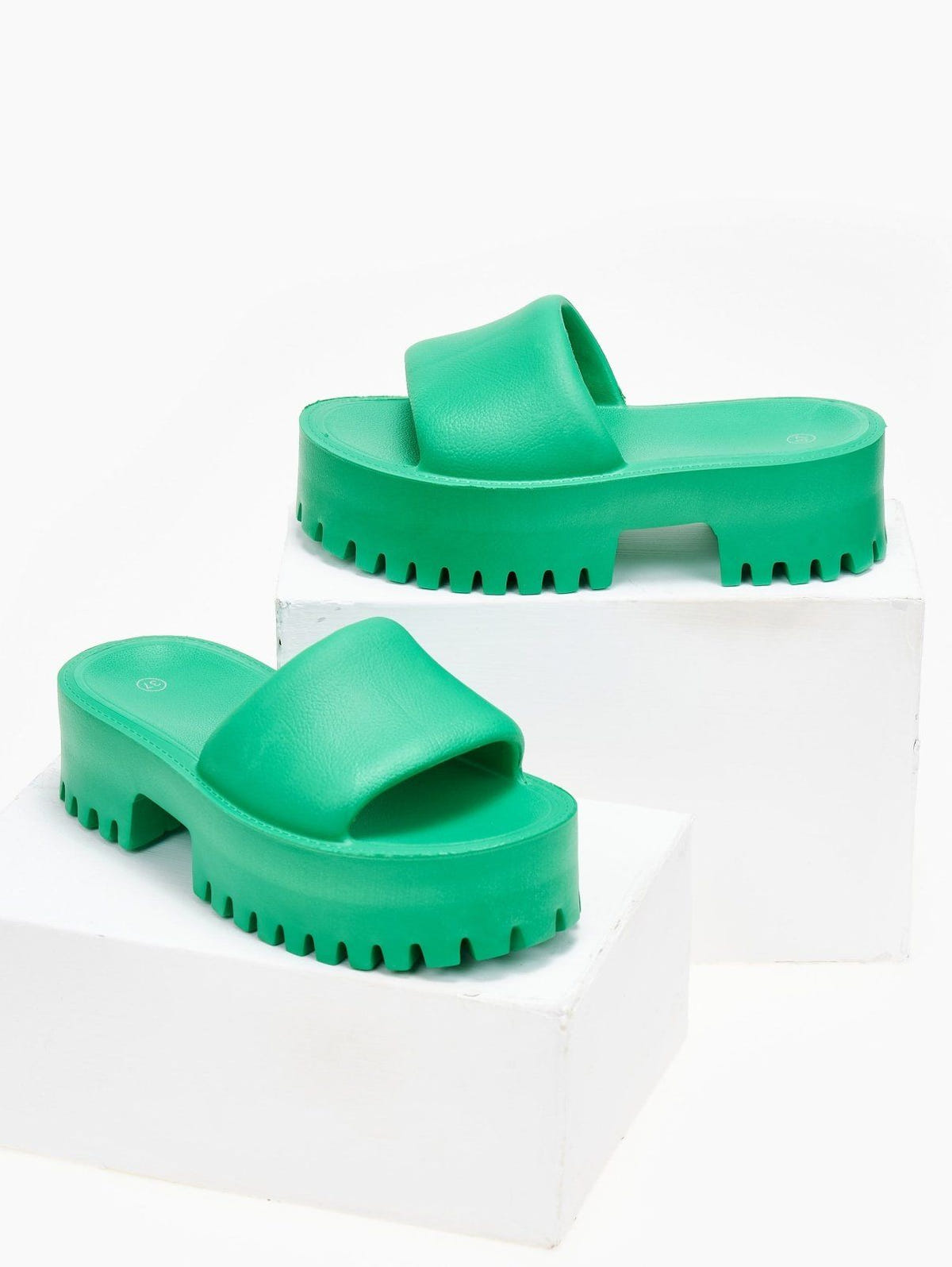 Σανδάλια sporty platforms με φαρδιά φάσα - Πράσινο - thefashionproject.gr - The Fashion Project