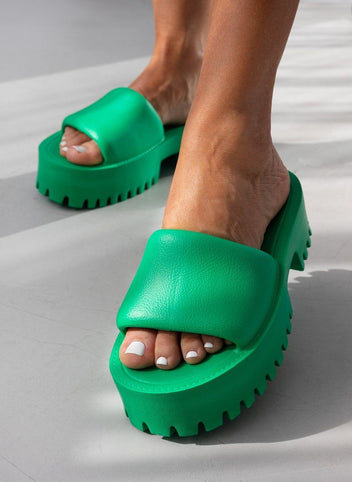 Σανδάλια sporty platforms με φαρδιά φάσα - Πράσινο - thefashionproject.gr - The Fashion Project