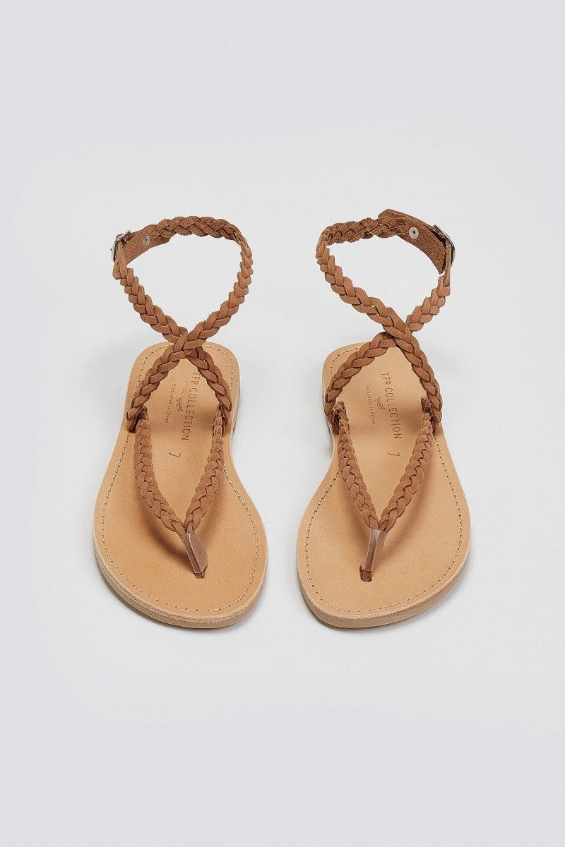 Σανδάλια suede δερμάτινα Tfp - Μπεζ - thefashionproject.gr - TFP