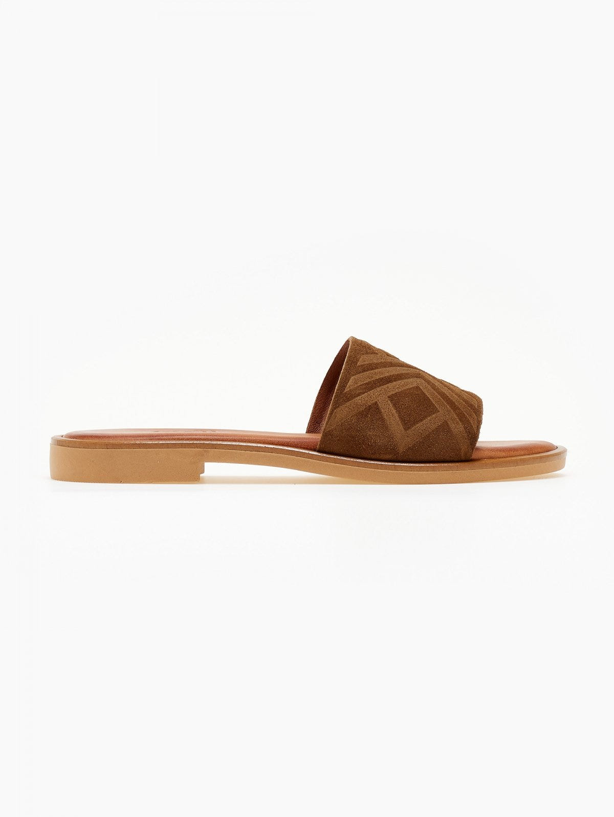 Σανδάλια suede με ανάγλυφη φάσα estil - Καφέ - thefashionproject.gr - Estil