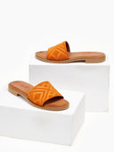 Σανδάλια suede με ανάγλυφη φάσα estil - Πορτοκαλί - thefashionproject.gr - Estil