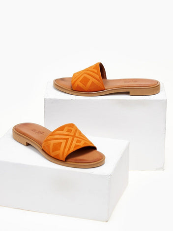 Σανδάλια suede με ανάγλυφη φάσα estil - Πορτοκαλί - thefashionproject.gr - Estil