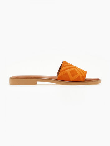 Σανδάλια suede με ανάγλυφη φάσα estil - Πορτοκαλί - thefashionproject.gr - Estil