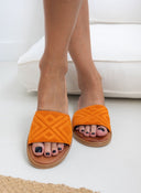 Σανδάλια suede με ανάγλυφη φάσα estil - Πορτοκαλί - thefashionproject.gr - Estil