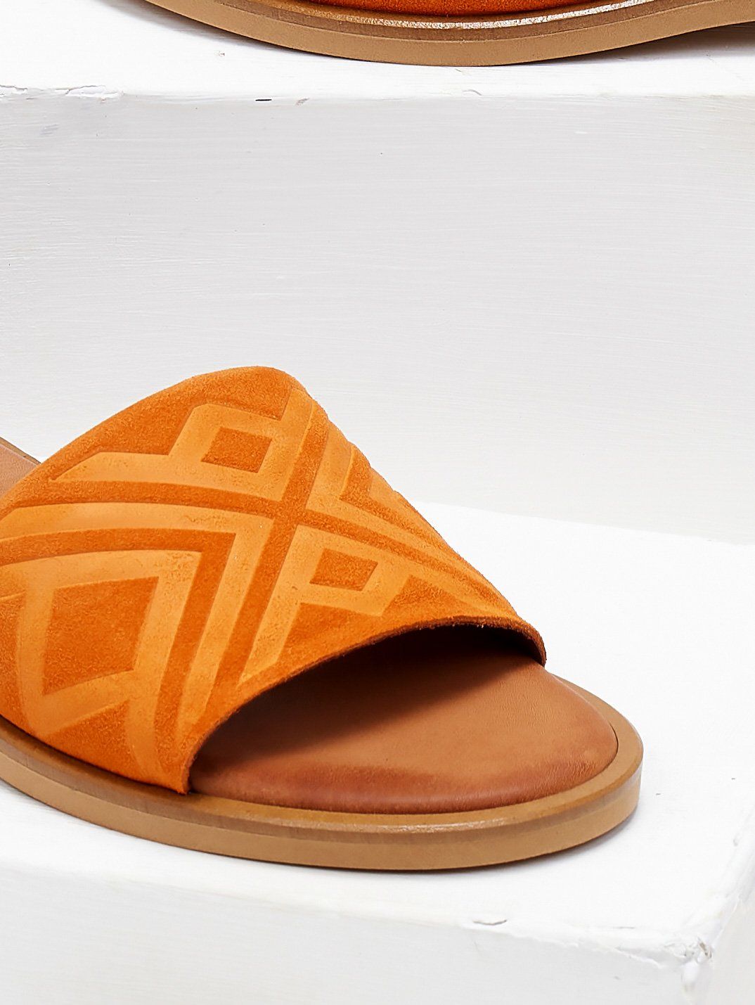 Σανδάλια suede με ανάγλυφη φάσα estil - Πορτοκαλί - thefashionproject.gr - Estil