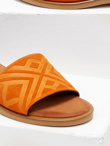 Σανδάλια suede με ανάγλυφη φάσα estil - Πορτοκαλί - thefashionproject.gr - Estil