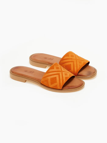 Σανδάλια suede με ανάγλυφη φάσα estil - Πορτοκαλί - thefashionproject.gr - Estil