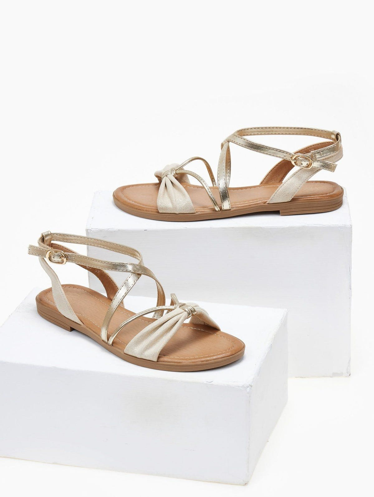 Σανδάλια suede με crossover λουράκια ERYNN - Μπεζ - thefashionproject.gr - ERYNN
