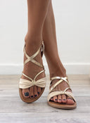 Σανδάλια suede με crossover λουράκια ERYNN - Μπεζ - thefashionproject.gr - ERYNN
