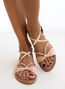 Σανδάλια suede με crossover λουράκια ERYNN - Ροζ - thefashionproject.gr - ERYNN