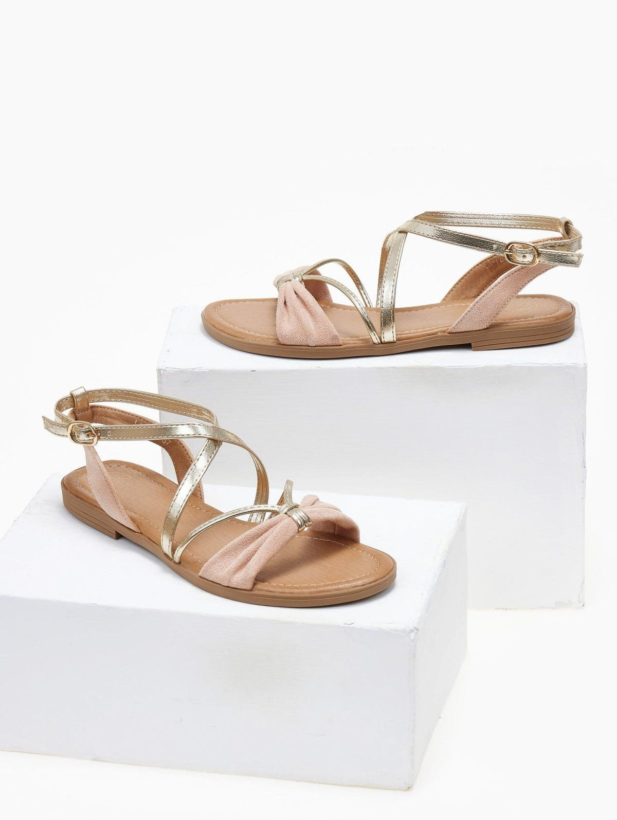 Σανδάλια suede με crossover λουράκια ERYNN - Ροζ - thefashionproject.gr - ERYNN