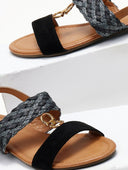 Σανδάλια suede με φάσα από ψάθα ERYNN - Μαύρο - thefashionproject.gr - ERYNN
