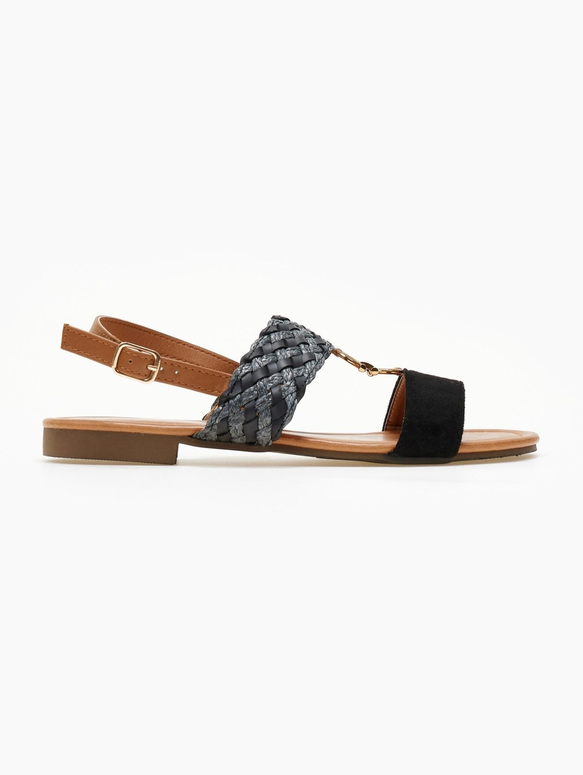 Σανδάλια suede με φάσα από ψάθα ERYNN - Μαύρο - thefashionproject.gr - ERYNN