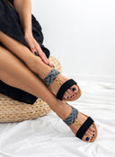 Σανδάλια suede με φάσα από ψάθα ERYNN - Μαύρο - thefashionproject.gr - ERYNN