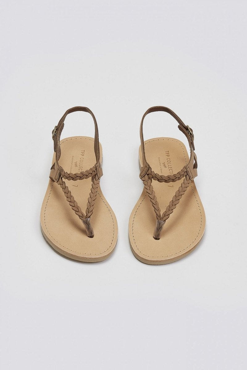 Σανδάλια suede με κοτσιδάκια Tfp - Καφέ - thefashionproject.gr - TFP